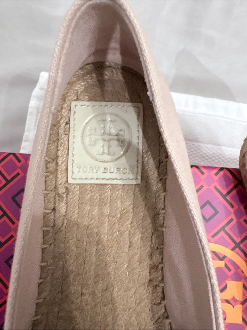 Tory Burch Blush Pink Espadrille Flats with Ivory Logo - Picture 5 of 6